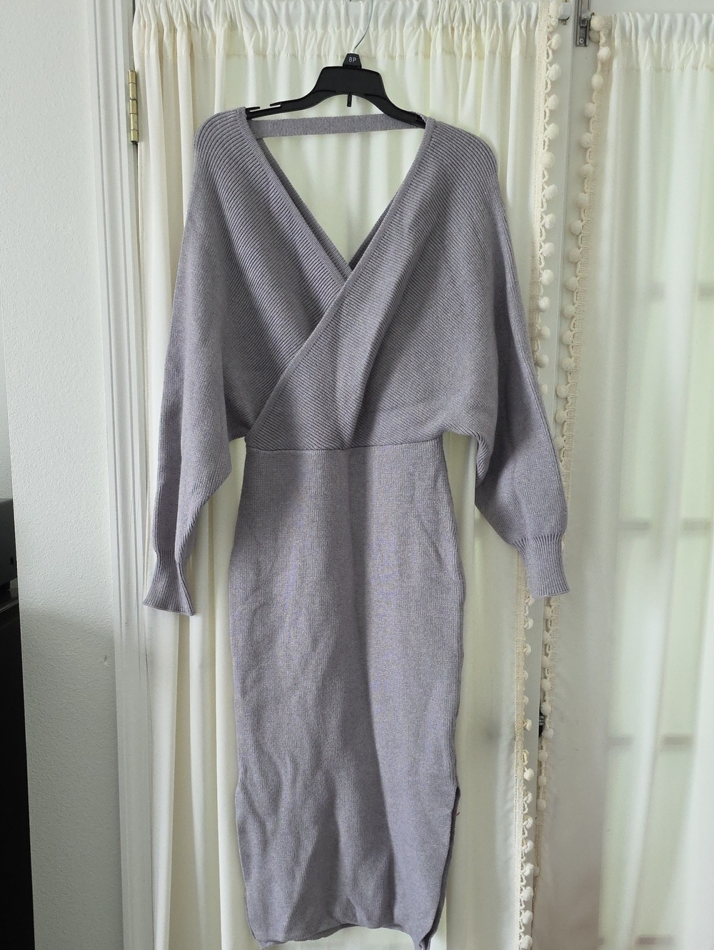 Fashion Nova Lavender Wrap Knit Midi Dress